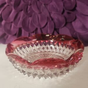 Impression Glass Pink Rimmed Crystal Dish